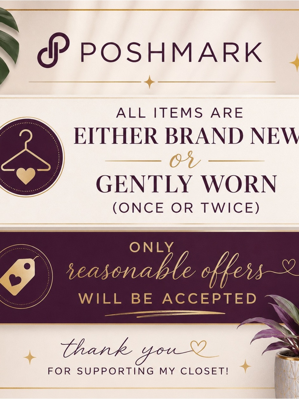 Poshmark Promotional Print - Burgundy & Gold Sign